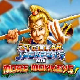 Stellar Jackpots with More Monkeys online game logo by Lightning Box Game on casinowonacoo.com